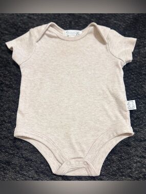 Soft Neutral Beige Short-Sleeve Baby Bodysuit